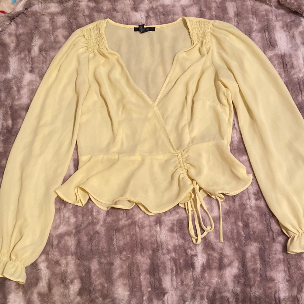 Forever 21 Yellow Peplum Blouse